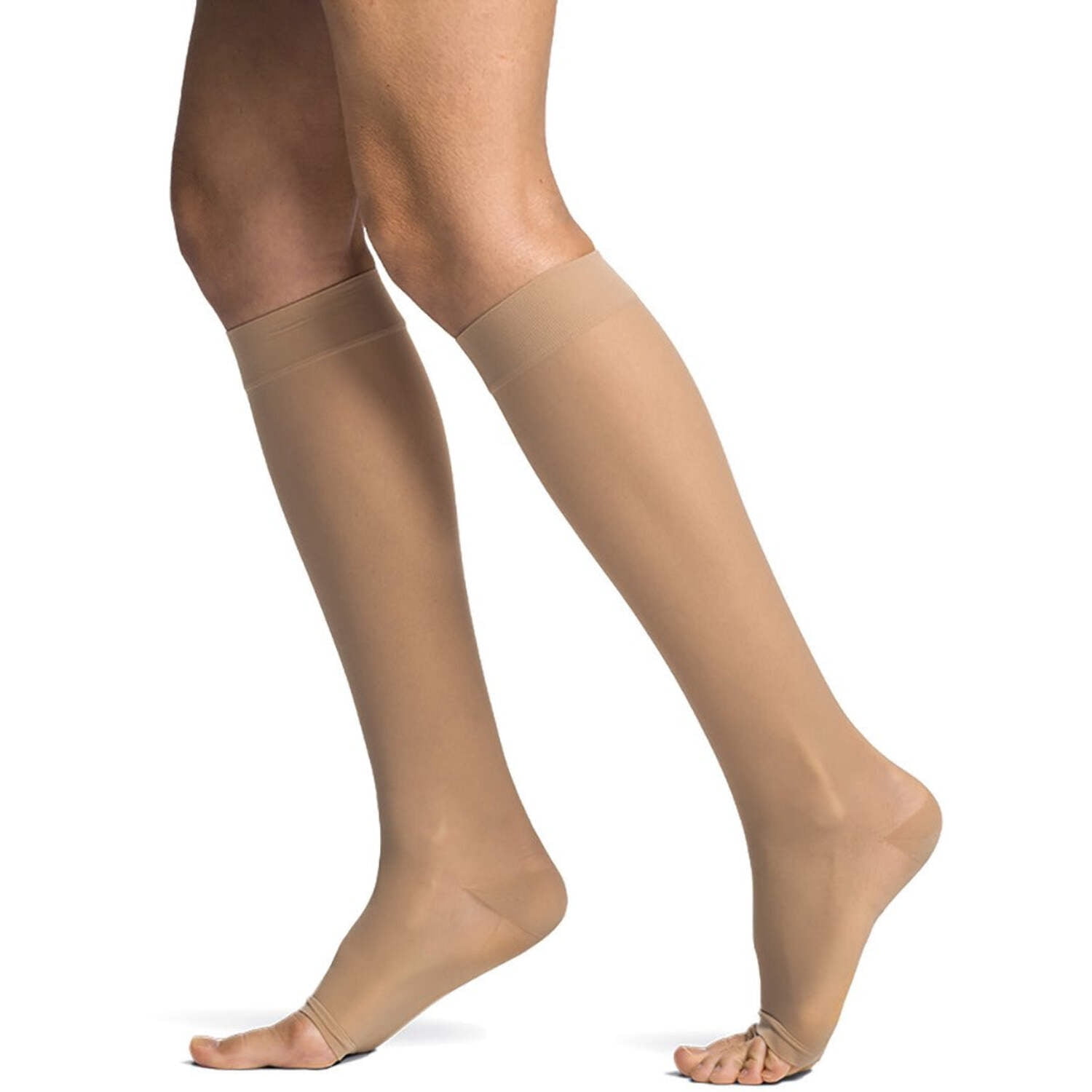 Sigvaris Style 781 Sheer 15-20 Open Toe Knee High Compression Stockings Black LS Short
