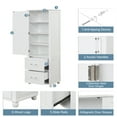 thumbnail image 4 of EUROCO 61.4'' Tall Bathroom Storage Cabinet, MDF Board Floor Storage Cabinet with Door, 2 Drawers and Adjustable Shelf, Freestanding Cabinet with Painted Finish for Bathroom, Living Room, White, 4 of 8