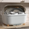 thumbnail image 2 of Caja Multifuncional para Secar Platos con Tapa, Escurridor que Ahorra Espacio para Accesorios de Cocina, Orificio de Drenaje Inferior, Uso Versátil, Ahorra (Blanco L), 2 of 9