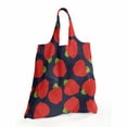 thumbnail image 2 of Fruits Portable Fabric Shopping Tote, Simplistic Apple Graphic Summer Forest Food on Dark Indigo Backdrop, Everyday Use Foldable and Study Grocery Market Bag, Vermilion and Lime Green, by Ambesonne, 2 of 4