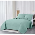 thumbnail image 2 of Chezmoi Collection Vert 3-Piece 100% Cotton Quilt Set King Size, Aqua, Modern Basketweave Stitched Quilt Lightweight Washed Cotton Bedspread for All Season, 2 of 9