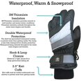thumbnail image 3 of Kids Bulky Waterproof Winter Snow Ski Glove with Ridges (Black/Grey Reflector, 5-6 Years), 3 of 5