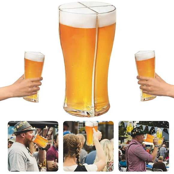 4-in-1 transparent beer glass, acrylic beer glass, separable beer glasses, Super Schooner beer mug shatterproof, portable, for Oktoberfest, bar, restaurant, birthday party