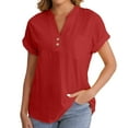 thumbnail image 2 of Red Women's Short Sleeve T-shirt, Women'S Fashion Casual V Neck Down Short Sleeve Top T Shirt,Women's Short sleeve T-shirt 5XL, 2 of 9