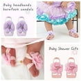 thumbnail image 5 of Yoyauz Baby Girl Flower Headband Barefoot Sandal Set Baby Hair Ornament Pearl Flower Headband Foot Strap Hair Ornament is suitable for newborns and toddlers, 5 of 5