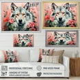 thumbnail image 4 of Designart "Boho Wolf in Pink and Green IV" Animals Framed Wall Art Decor - Modern Farmhouse Green Wolf Hallway Framed Wall Art Decor, 4 of 6