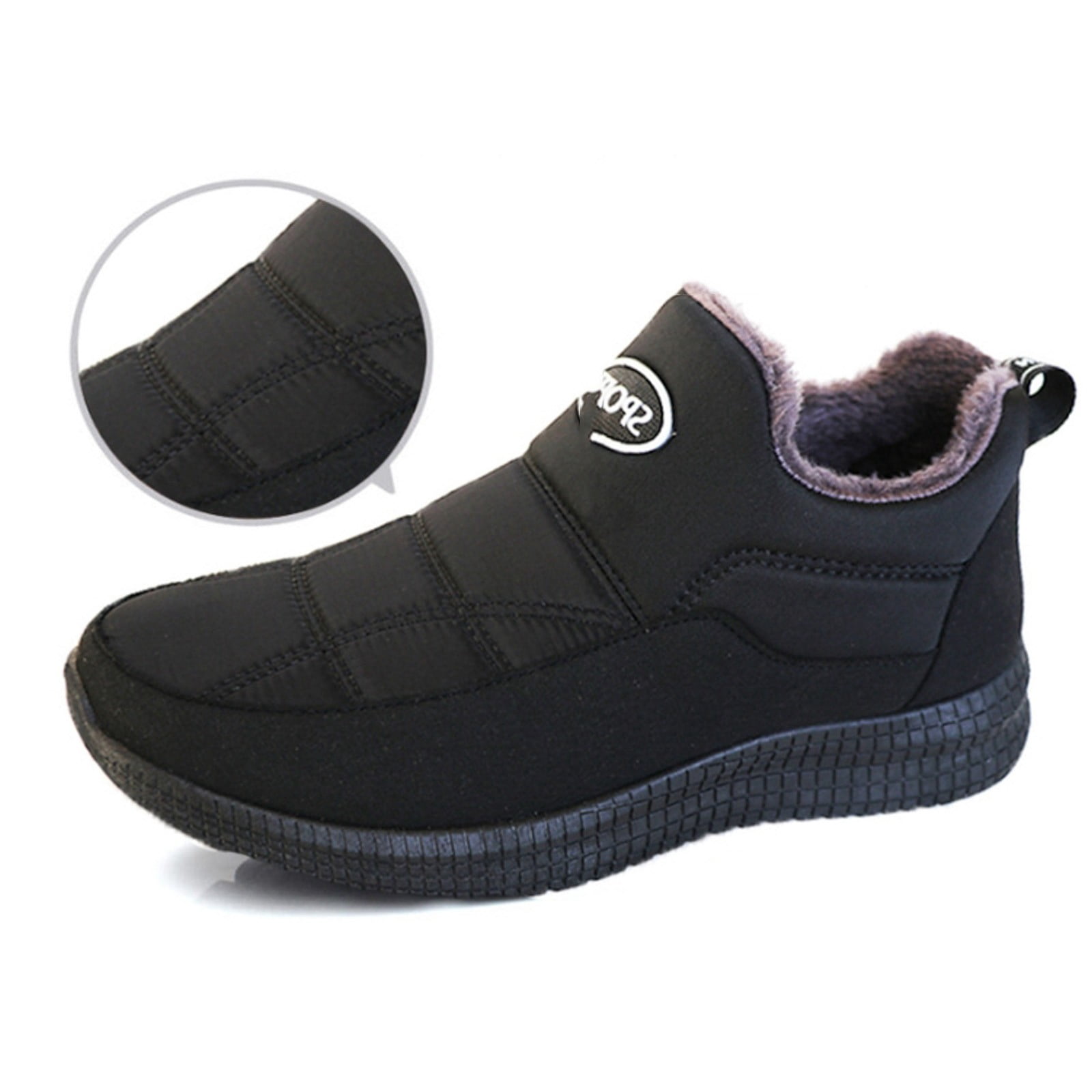 KaLI_Store Men's Winter Waterproof Snow Boots Non-Slip Walking Outdoor Boots Black,10