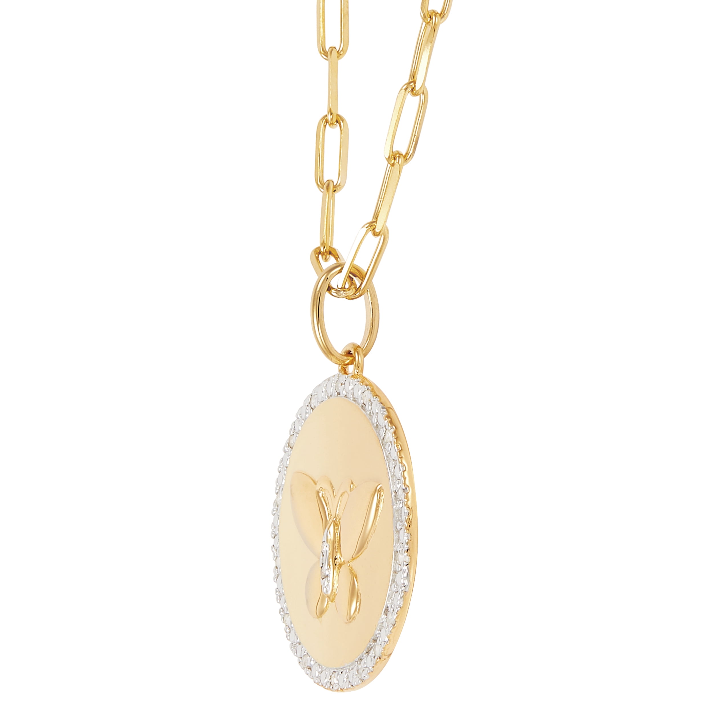 Brilliance Fine Jewelry .10 Carats Diamond Pendant in Sterling Silver and 14K Gold Plate,20"