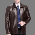 thumbnail image 2 of StSilkitty Men's Leather Jacket Solid Color Long Sleeve Full Zip up Collared Leather Jackets Coat with Pockets, 2 of 8