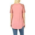 thumbnail image 2 of Women's Lace Short Sleeve Round Neck T Shirts Casual Blouse Top, 2 of 3