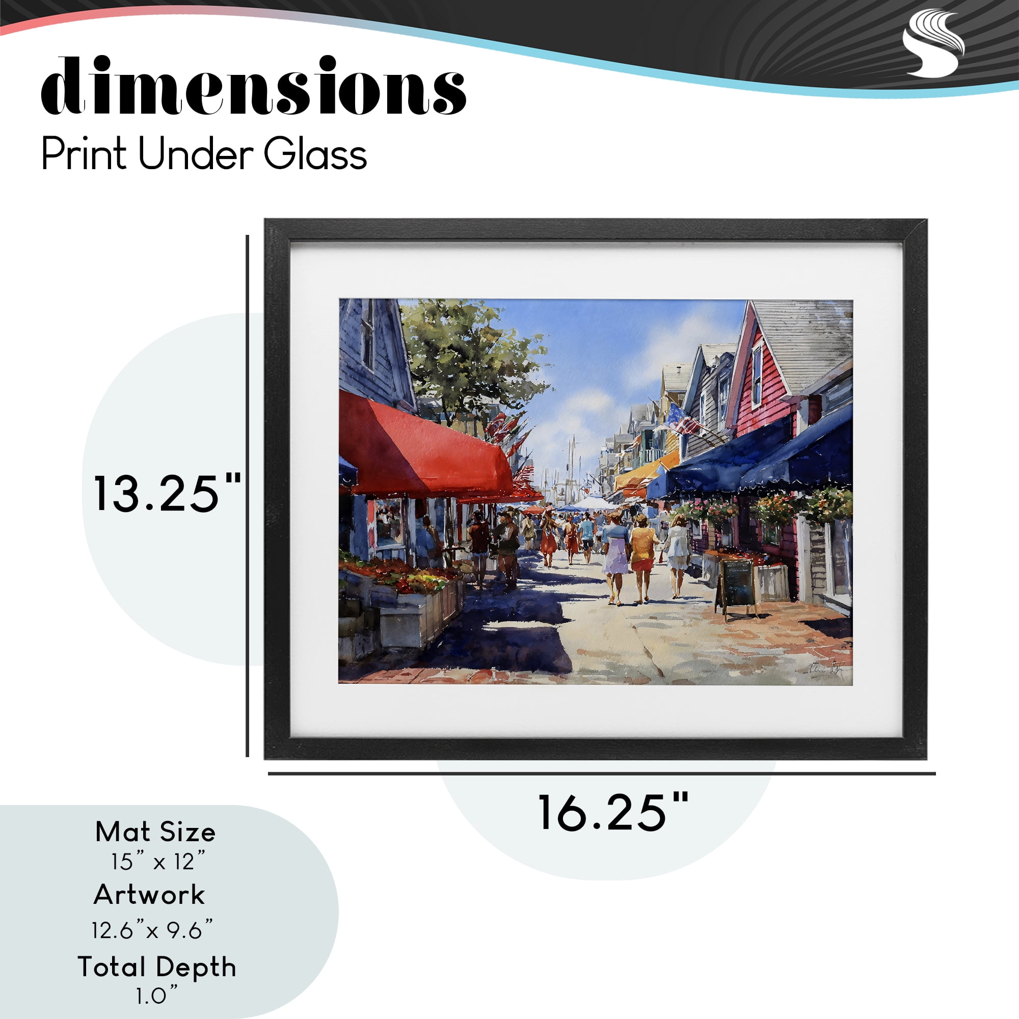 Stupell Industries American Coastal Town Stroll Black Framed Print Under Glass, design by Franklyn Gregory
