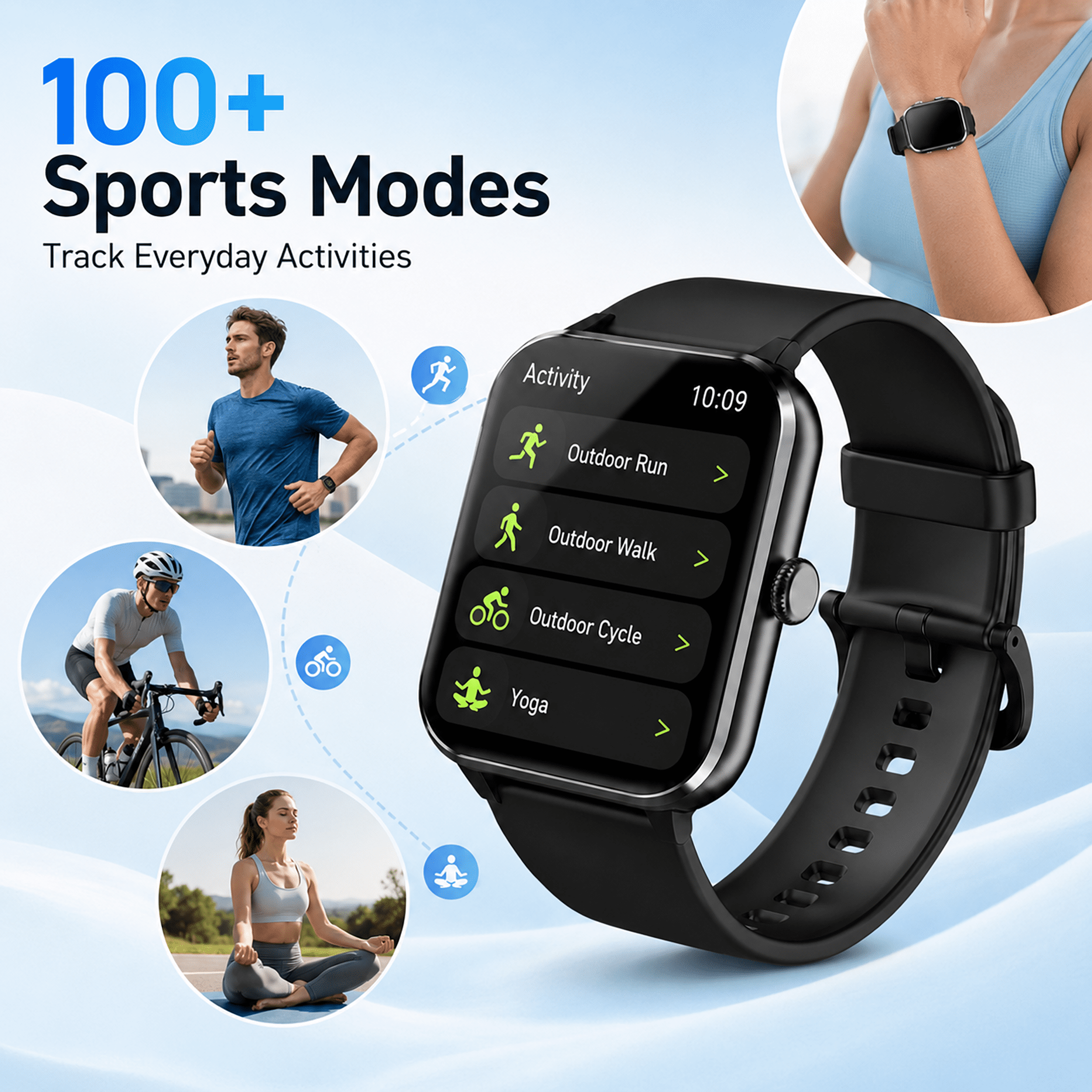 LUOMATE Smart Watch for Android iPhone, Bluetooth Calling Smartwatch for Men Women, Answer Make Calls, AI Voice Assistant, Message Reminder, HD Touch Screen, Black