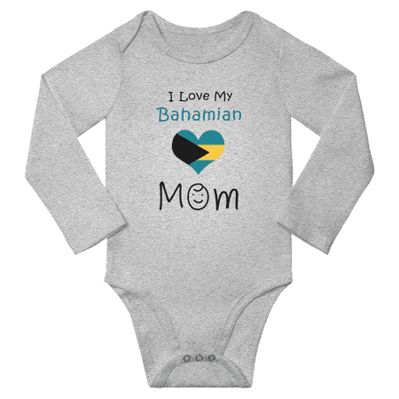 

I Love My Bahamian Mom Baby Long Slevve Rompers Bodysuit (Gray 12-18 Months)