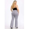 thumbnail image 5 of Plus Size Tummy Control Butt Sculpting Flare Pants With Pockets - Black, White Plaid, 5 of 7