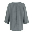 thumbnail image 5 of Ltctricy Cotton Linen Tops for Women 3/4 Length Sleeve V Neck Crossover Button down T Shirts Casual Loose Blouses(Gray,X-Large), 5 of 6