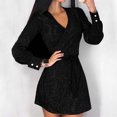 thumbnail image 2 of Pompotops Robe Mini Sexy à Manches Longues avec Ceinture pour Femmes, 2 of 6