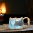 thumbnail image 6 of New Handmade Pottery Coffee Mug, Retro Special-Shaped Mugs, Rough Pottery Hand Knead Irregular Nordics Style Coffee Cups For Office And Home, Big Handle Easy To Hold For Home Office, 6 of 7