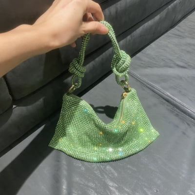 VELIHOME Chic Evening Handbag Shiny Purse Rhinestone Purse Sparkly Bag for Party Club Wedding, Adult Unisex, Size: Small, Green