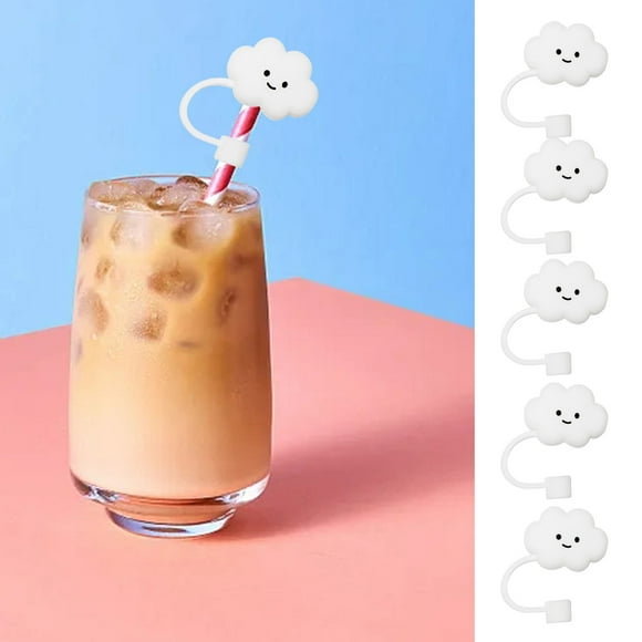 Straw Protector Cloud Shape Cap for Reusable 5Pcs Cloud Cover Tops and Caps for Straw Kitchen Accessory Durable Polypropylene Straw Cover