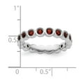 thumbnail image 2 of 925 Sterling Silver Bezel Polished Patterned Stackable Garnet Ring Size 6 Stackable Ring for Women, 2 of 2