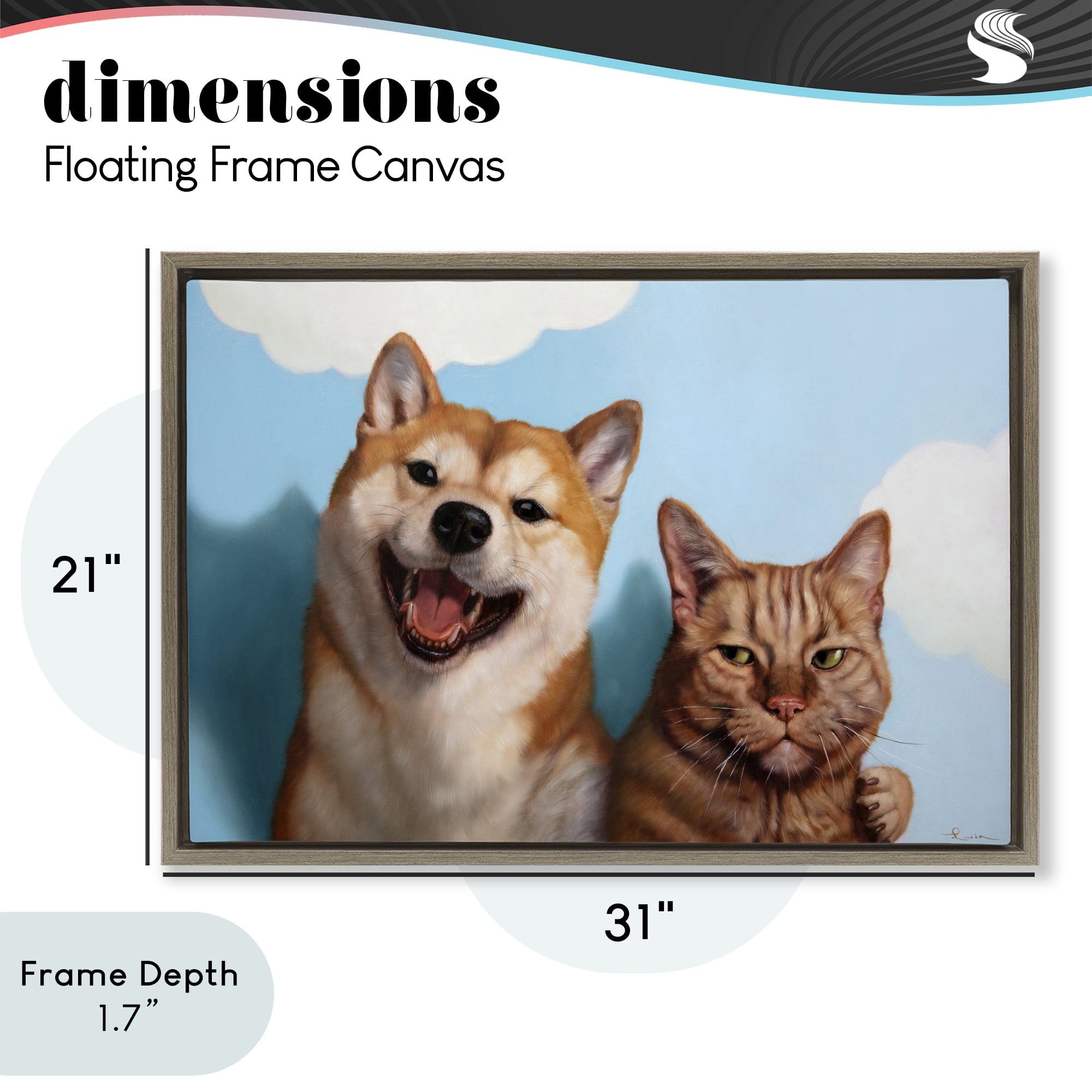 Stupell Industries Adopted Brother Dog & Cat Brown Framed Floater Canvas Wall Art, design by Lucia Heffernan