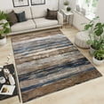 thumbnail image 2 of Brown Blue Stripes Living Room Area Rug, Retro Distressed Oil Painting Art Style Machine Washable Large Carpe, Indoor Non-Slip Kids Rugs For Bedroom Kitchen Dining Room Home Office, 2 of 7