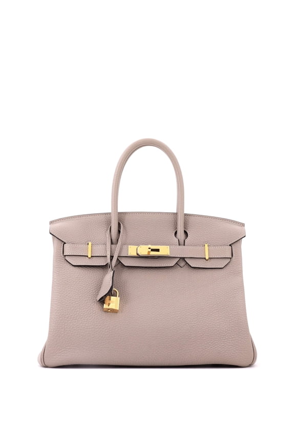 Pre-Owned Birkin Handbag Grey Togo with Gold Hardware 30 By Rebag