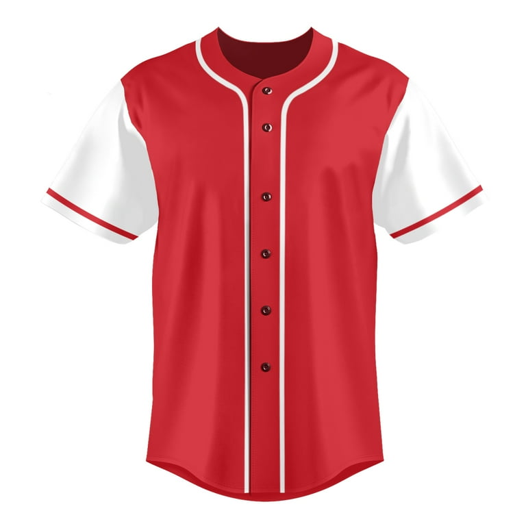 Red Baseball Jersey for Men Blank Baseball Jersey Button Down Shirts