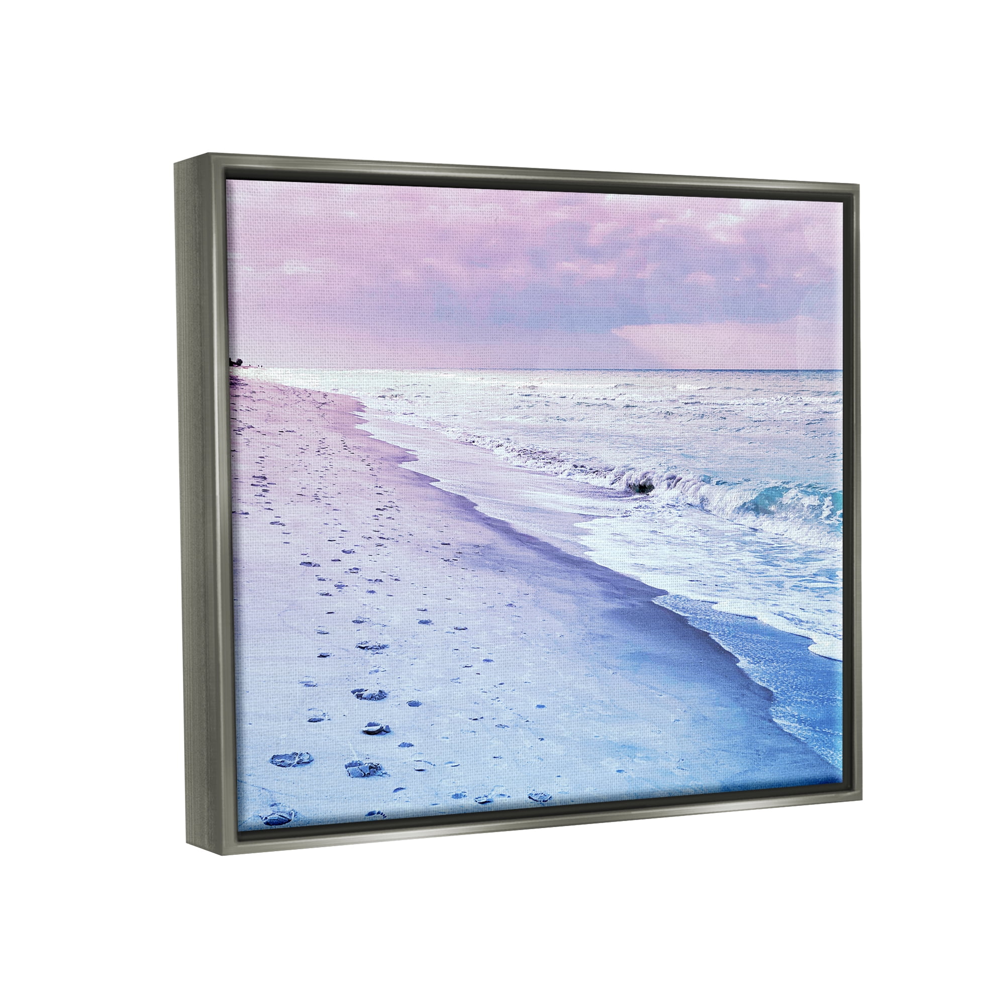 Stupell Industries Dawn Break Shoreline Nature Photography Gray Floater Framed Art Print Wall Art, 31 x 25