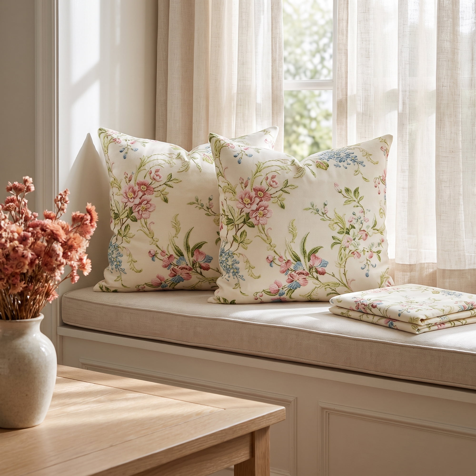 Unique Bargains Set of 2 Modern Botanical Floral Printed Throw Pillow Covers Multicolor 18"x18"