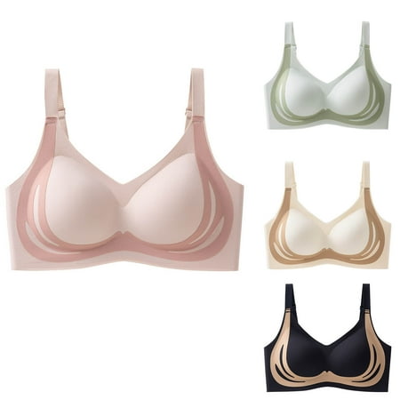 Jinhomg Wireless Bras for Women Seamless Push Up Bra No Underwire Comfortable Full Coverage Bras Everyday Sports Bralettes with Adjustable Straps Daily Deals Clearance Green M