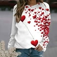 thumbnail image 2 of Women's Cute Heart Sweatshirts for Valentines Long Sleeve Crew Neck Pullover Tops Fashion Clothing, 2 of 5