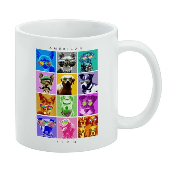 American Fido Dogs Sunglasses Rainbow Retro Vintage White Mug