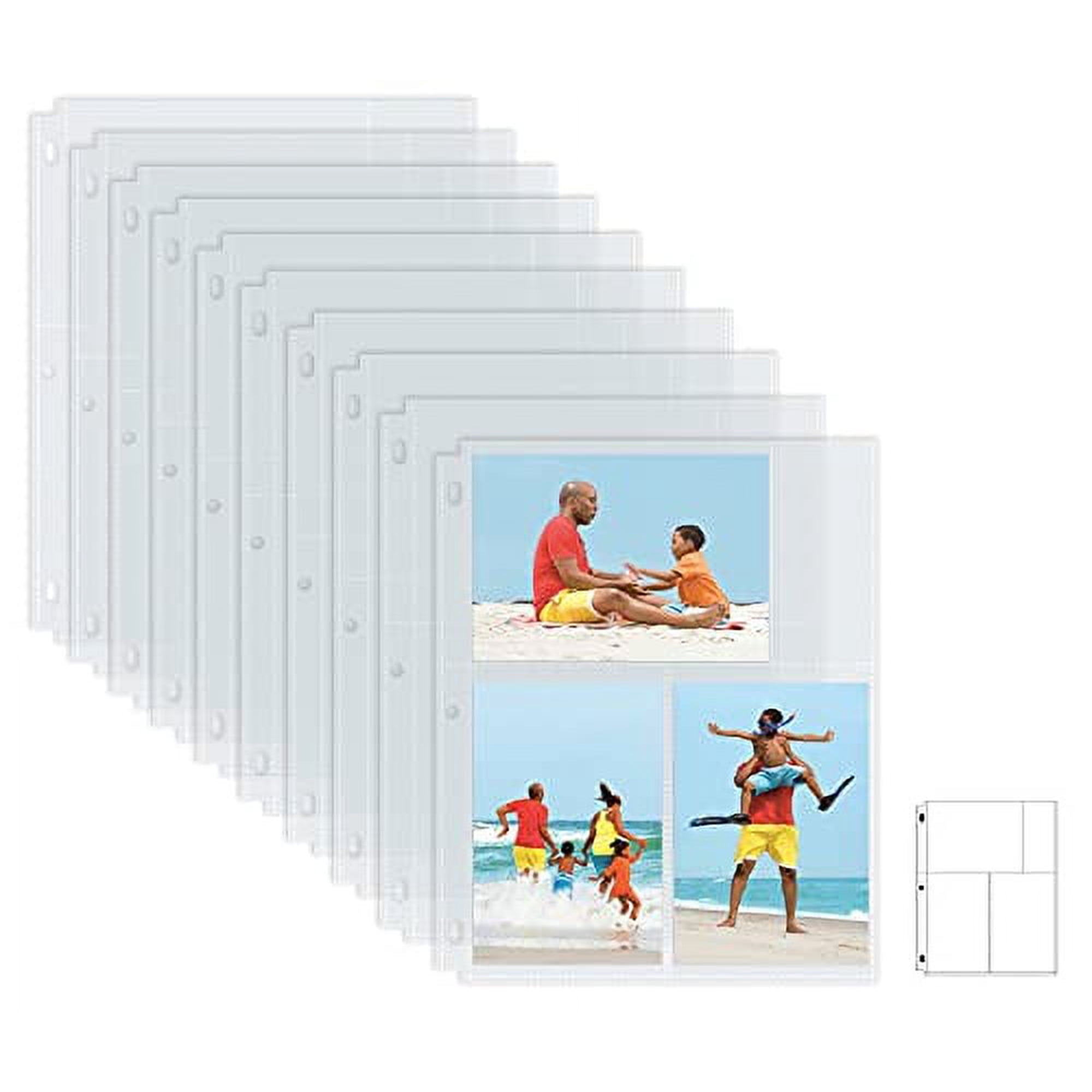 Photo Album Refill Sheets, 4 x 6 Inch Mixed Format, Heavyweight, Diamond Clear 3 Ring Photo Binder Page Refills, by Better Office Products, 600 Total Photos (100 Pack)