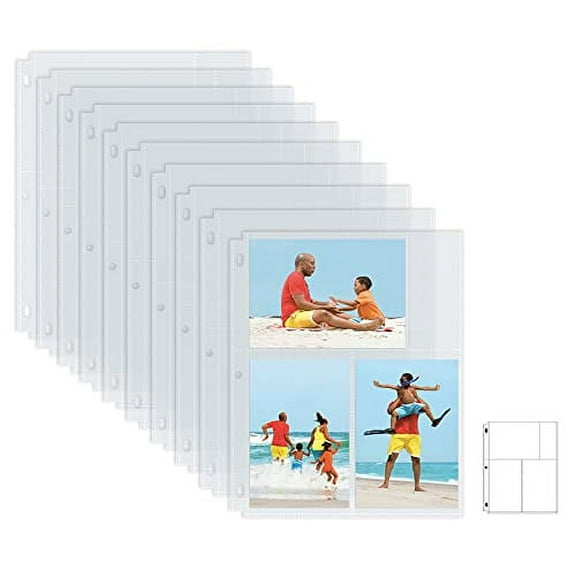 Photo Album Refill Sheets, 4 x 6 Inch Mixed Format, Heavyweight, Diamond Clear 3 Ring Photo Binder Page Refills, by Better Office Products, 600 Total Photos (100 Pack)