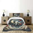 thumbnail image 4 of Ambesonne Cat Quilted Bedspread Set 2 Pcs, Toasting Romantic Moon Hearts, Twin Size, Dark Night Blue Vermilion, 4 of 5