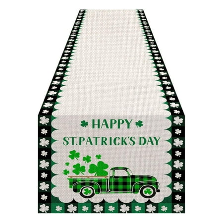 

St Patricks Day Ornaments St. Patricks s Day Table Flag Linen Truck Table Runner Simple And Generous Grease Resistants Table Runners 108 Inches Long Christmas