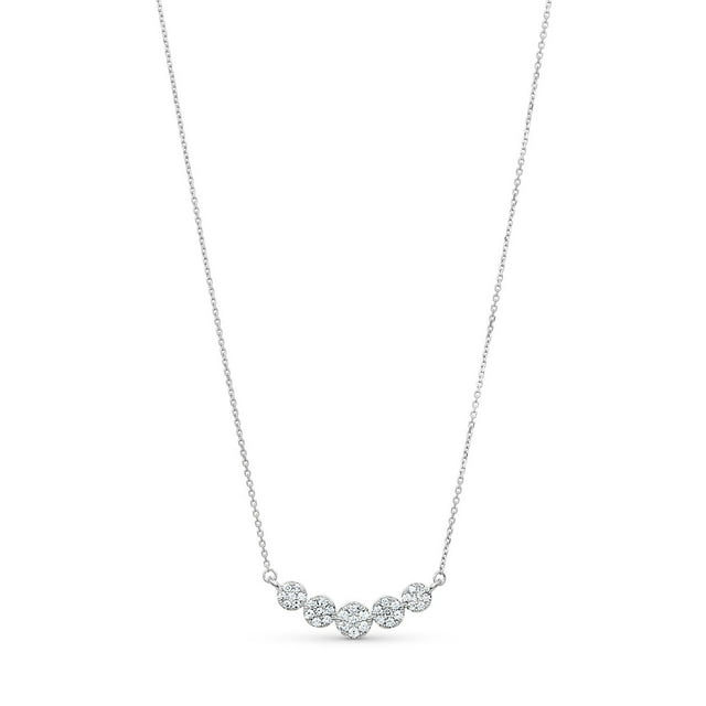 0.45 CT. T.W. Round Cut Curved Bar Diamond Necklace in 14K Gold