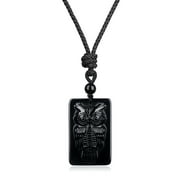 COAI Unisex Ice Obsidian Owl Amulet Pendant Necklace