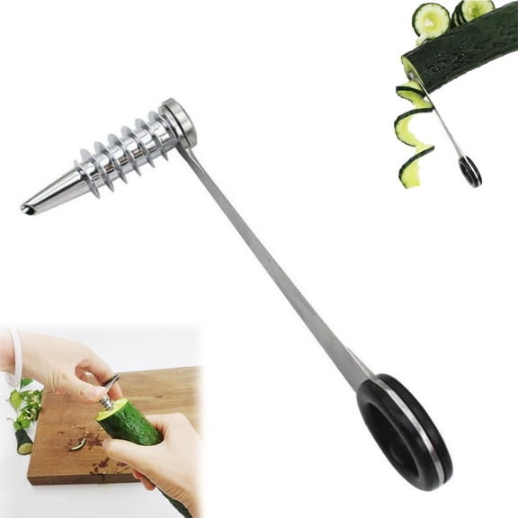 Potato Spiral Cutter, Spiral Cutter for Potatoes – Stainless Steel Piranha Style Cutter, Portable Manual Kitchen Vegetable Spiralizer for Carrots, Cucumbers and Zucchini