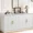 Marble White, variant on BFJDM 67" Arched Sideboard Buffet Cabinet, 4-Door Wood Walnut Credenza Storage Accent Cabinet TV Console for Living Room Kitchen Dining Room Entryway