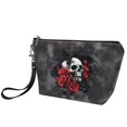 thumbnail image 4 of Renewold Skull Butterfly Rose Make Up Bag Toiletry Bag Organizer Pouch Cosmetic Handbag for Women Girls, Portable Waterproof Beauty Organizer Travel Wash Bag with Handle, 4 of 7