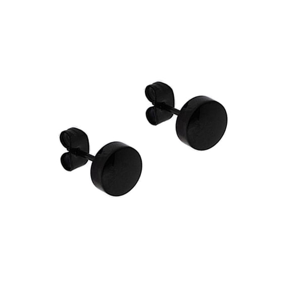 iJewelry2 Black Tone Stainless Steel Illusion Round Tunnel Plug Post Stud Earrings 5mm