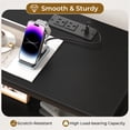 thumbnail image 3 of EDX Wall-Mounted Bedside Table, Built-in Outlet with USB/Type-C Ports and Adjustable Drawer, 3-Tier Storage Shelf with Fabric Drawer for Bedroom Space Saving, Black, 3 of 8