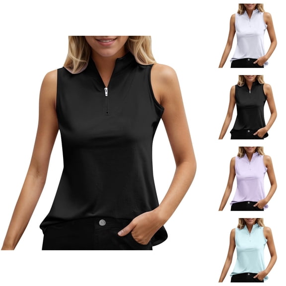 Tank Tops for Women Quarter Zip Neck Sleeveless Shirt Business Casual Work Shirts Summer Outfits