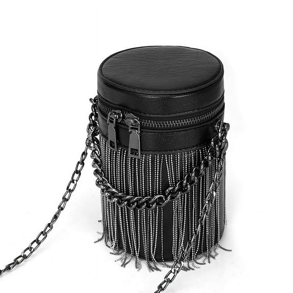 Fashion tassel bucket bag for women messenger Bag black ladies Handbags and purse Chain design female Shoulder Bag mini bolsas