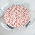 thumbnail image 3 of Ambesonne Floral Fitted Round Tablecloth, Vintage Tea Cups Roses, 56"- 60" Diameter, Fern Green Pale Pink, 3 of 5