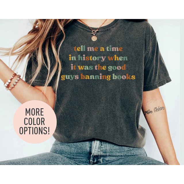 Read Banned Books Shirt, Stop Book Banning Shirt, Ban Bigots Not Books, Protect Libraries, - Pepper - S