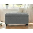 thumbnail image 7 of Homebeez 32 Inch Linen Storage Ottoman  with Side Storage Pockets, Rectangle Foot Rest Stool for End of Bed, Bedroom, Living Room, Entryway, Grey, 7 of 7