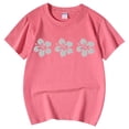 thumbnail image 5 of PMVFHDE T-Shirts pour Filles T-Shirts Graphiques Tendance pour Filles T-Shirts Graphiques pour Filles T-Shirt Imprimé Col Rond Manches Courtes T-Shirt Rose, 3-4 Ans, 5 of 5